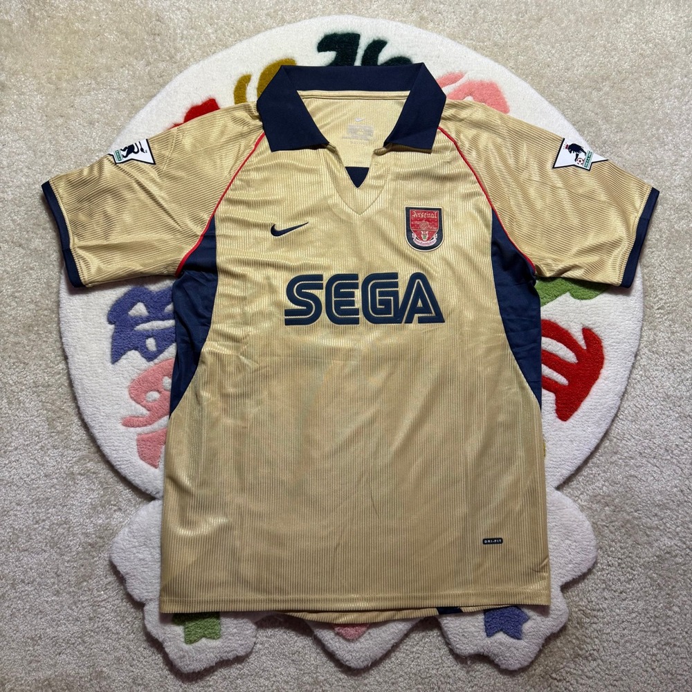 Nike Arsenal Henry 14 Sega Jersey Gold Navy Blue NWT Mens Size Large